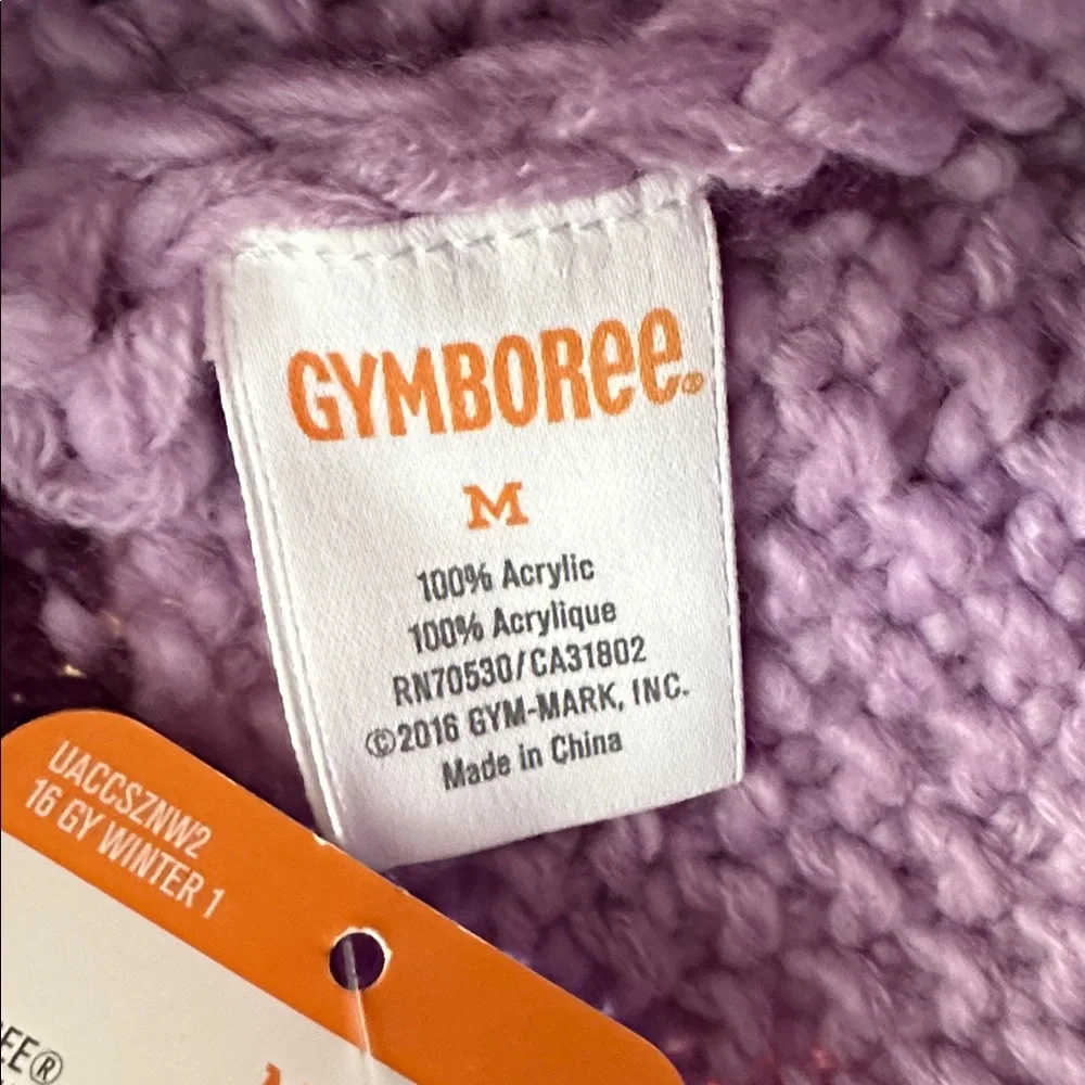 🩵NWT GYMBOREE girls winter hat purple lavender turquoise stripes pom medium new